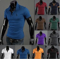 Camiseta masculina Slim fit de algodão manga curta estilo casual